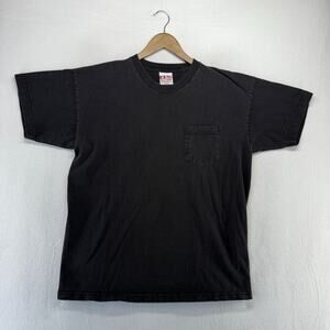Vintage Blank Shirt Men's XL Black Faded Heavyweight Bayside Made In USA 90s